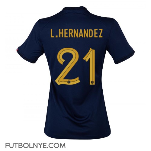 Camiseta Francia Lucas Hernandez #21 Primera Equipación para mujer Mundial 2022 manga corta